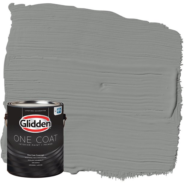 Glidden One Coat Interior Paint and Primer, Phoenix Fossil / Gray, 1  Gallon, Eggshell 