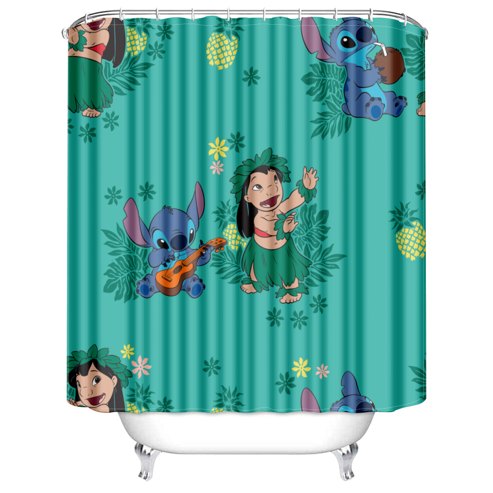 Stitch theme Shower Curtain Translucency bath curtain for Hotel with