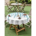 thumbnail image 4 of Outdoor Tablecloth with Umbrella Hole for Patio/Picnic/Party/Camping, Blue Polka Dots Waterproof Table Cloth Round Cover Washable, Watercolor Abstract Art Retro (Dia 54"), 4 of 8