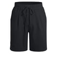 thumbnail image 6 of Domuza Men's Linen Shorts Lightweight Cotton Breathable Casual Shorts for Men Summer Beach Vacation Yoga Black L, 6 of 6
