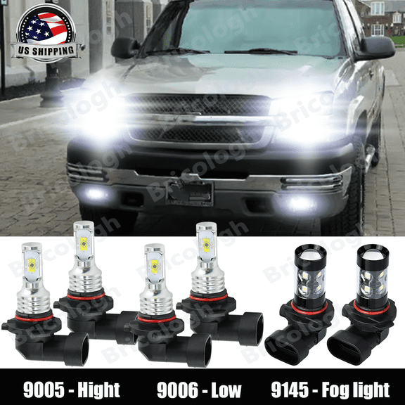 For Chevy Silverado 1500 2500 HD 2003-2006 LED Headlights Hi-Lo Fog Lights Bulbs