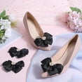 thumbnail image 4 of 1set 4Pcs Pearl Shoe Clips Bowknot Rhinestone Shoe Buckles Detachable Shoe Buckle Clips with Black Pearl Beads Shoes Decoration Charms for Wedding Party Women Heel Shoe Embellishments, 4 of 6