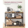 thumbnail image 4 of VASAGLE Isla de Cocina con Encimera Grande, Estantería de Cocina, 3 Niveles  Marrón Rústico y Negro, 4 of 5