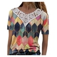 thumbnail image 2 of CHGBMOK Plus Size Crop Tops for Women Mode Col Rond Manches Courtes Imprimé T-Shirts Amples Blouse Été Plage Tops en Liquidation, 2 of 7