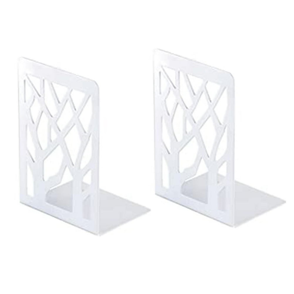 Tuscom 2PC White Metal Non-Slip Bookend Bracket Heavy Book End office