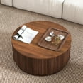 thumbnail image 5 of PHOYAL 31.5" Fluted Round Coffee Table with Flip Top and Hidden Compartments Storage for Living Room, Walnut, 5 of 9