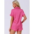 thumbnail image 4 of DARING DIVA Women's 2 Pcs Satin Silky Lounge Sets Ruffle Sleepwear Hot Pink M, 4 of 7