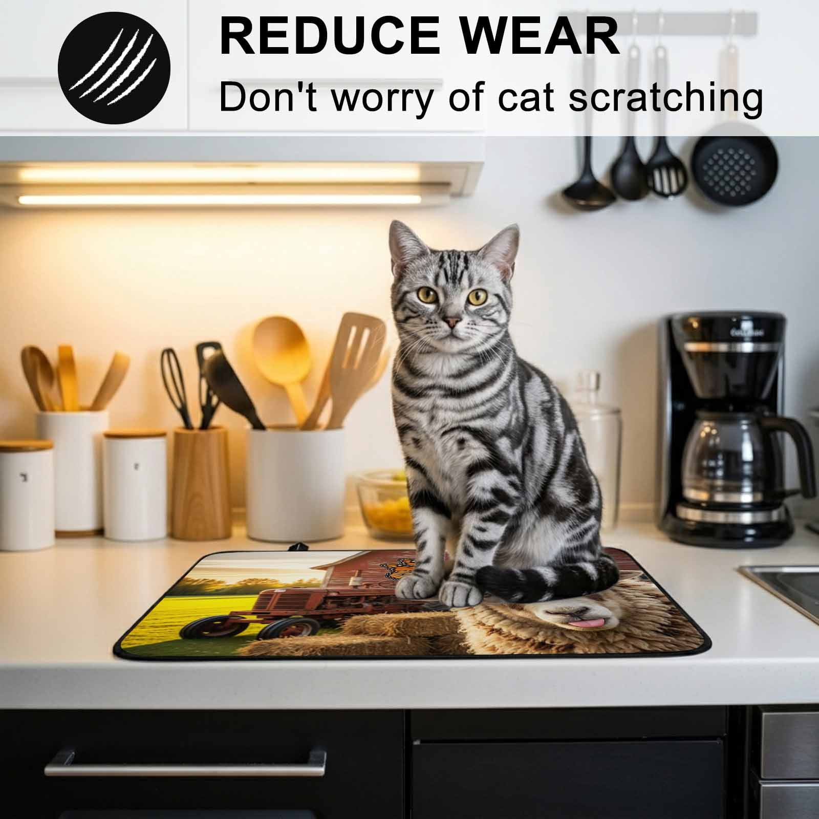 Farm Sheep Stove Top Cover for Electric Stove, Heat-proof & Non Slip Glass Top Stove Cover Protector, Farmhouse Barn Funny Animals Butterfly Kitchen Flat Cooktop Rubber Mat 24x21 Inches