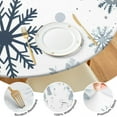 thumbnail image 4 of Blue Christmas Snowflake Pattern Round Fitted Tablecloth with Elastic Edge,Dining Table Cover Waterproof,Outdoor Round Tablecloth for Camping,Dining,Indoor and Outdoor, 4 of 7