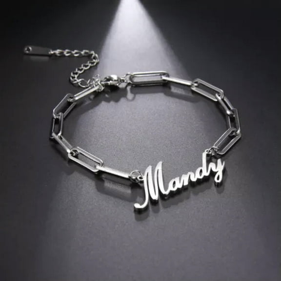 Personalized Rectangle Chain Custom Name Bracelet Woman Summer Jewelry