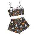 thumbnail image 4 of Tnhcen Women's Halloween Spider Web Pajama Set Cami Top Shorts Sleepwear Cozy Loungewear 2-Piece Outfit S-2XL Dark Gray, 4 of 6