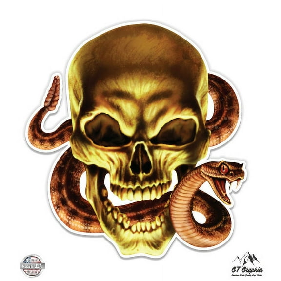 Skull Snake - 3" Vinyl Sticker - For Car Laptop I-Pad Phone Helmet Hard Hat - Waterproof Decal