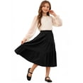 thumbnail image 6 of NAISIBABY Girls Long Skirt, High Waist Flowy Ruffle A-Line Kids Casual Tiered Maxi Skirt Black 10T, 6 of 7