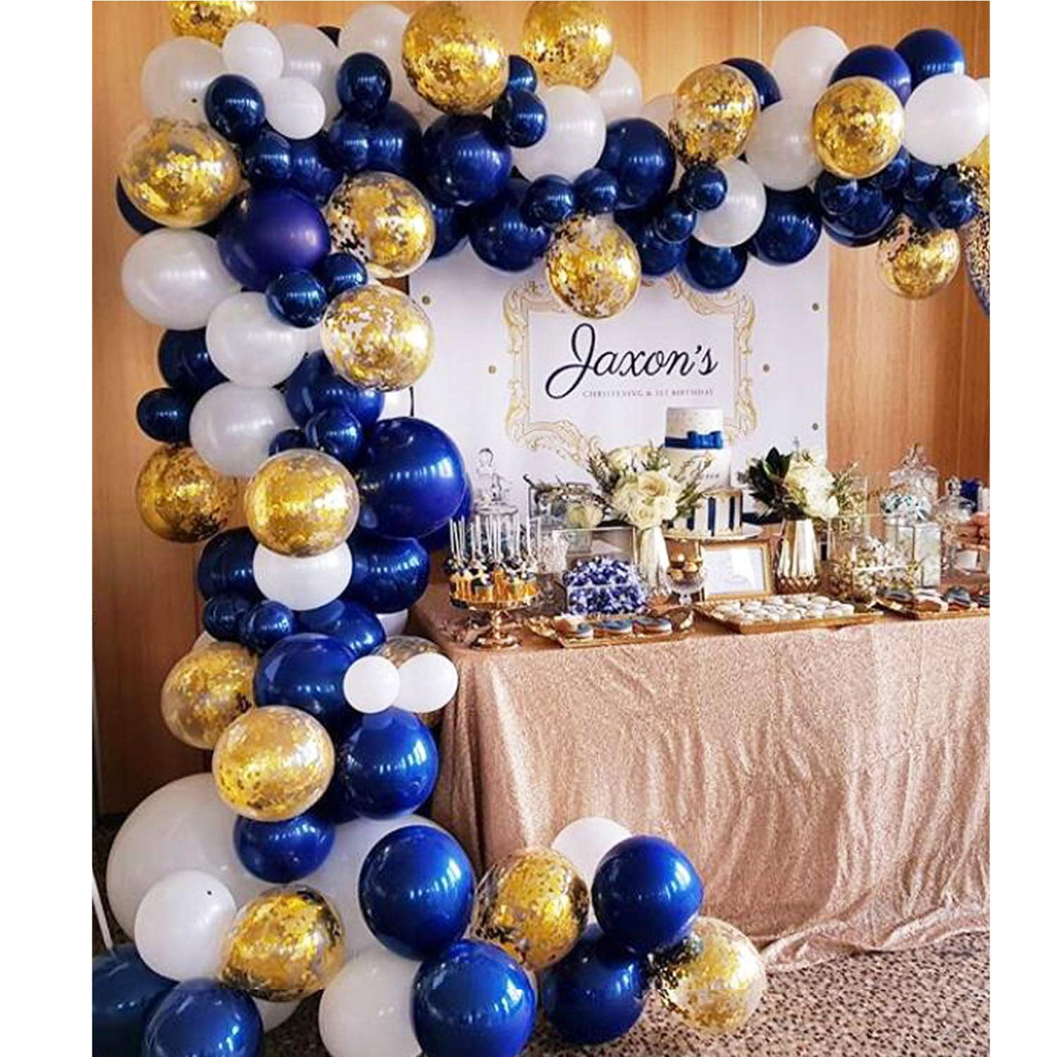 Topllon Navy Blue Balloons 104 Pcs 10 Inch Confetti Balloons Matte