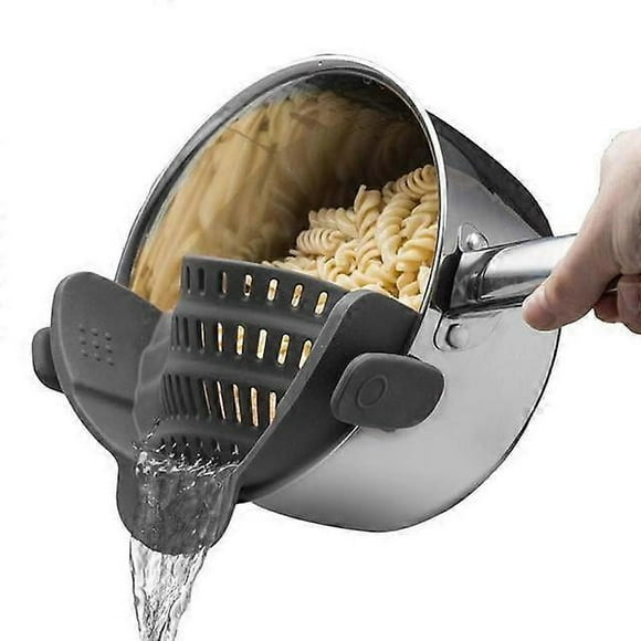 Colador de cocina de silicona con clip para escurridor de sartenes