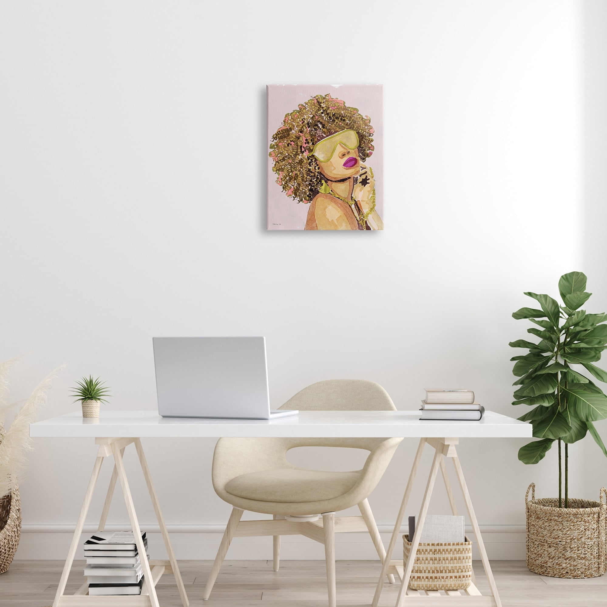 Stupell Industries Glamorous African Female Portrait Gold Fashion Jewelry,24 x 30, Design by Stellar Design Studio