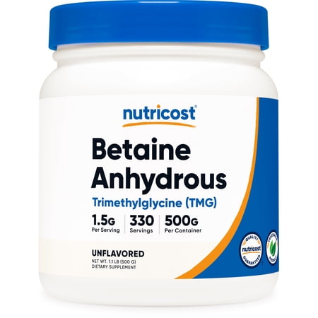 Nutricost Betaine Anhydrous Trimethylglycine (TMG) Powder 500 Grams- Amino Acid Supplement