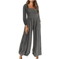 thumbnail image 2 of jjayotai Womens Jumpsuit, Casual Loose Jumpsuit Long Sleeved Wide Leg Trouser With Pockets Gray XXL, 2 of 6