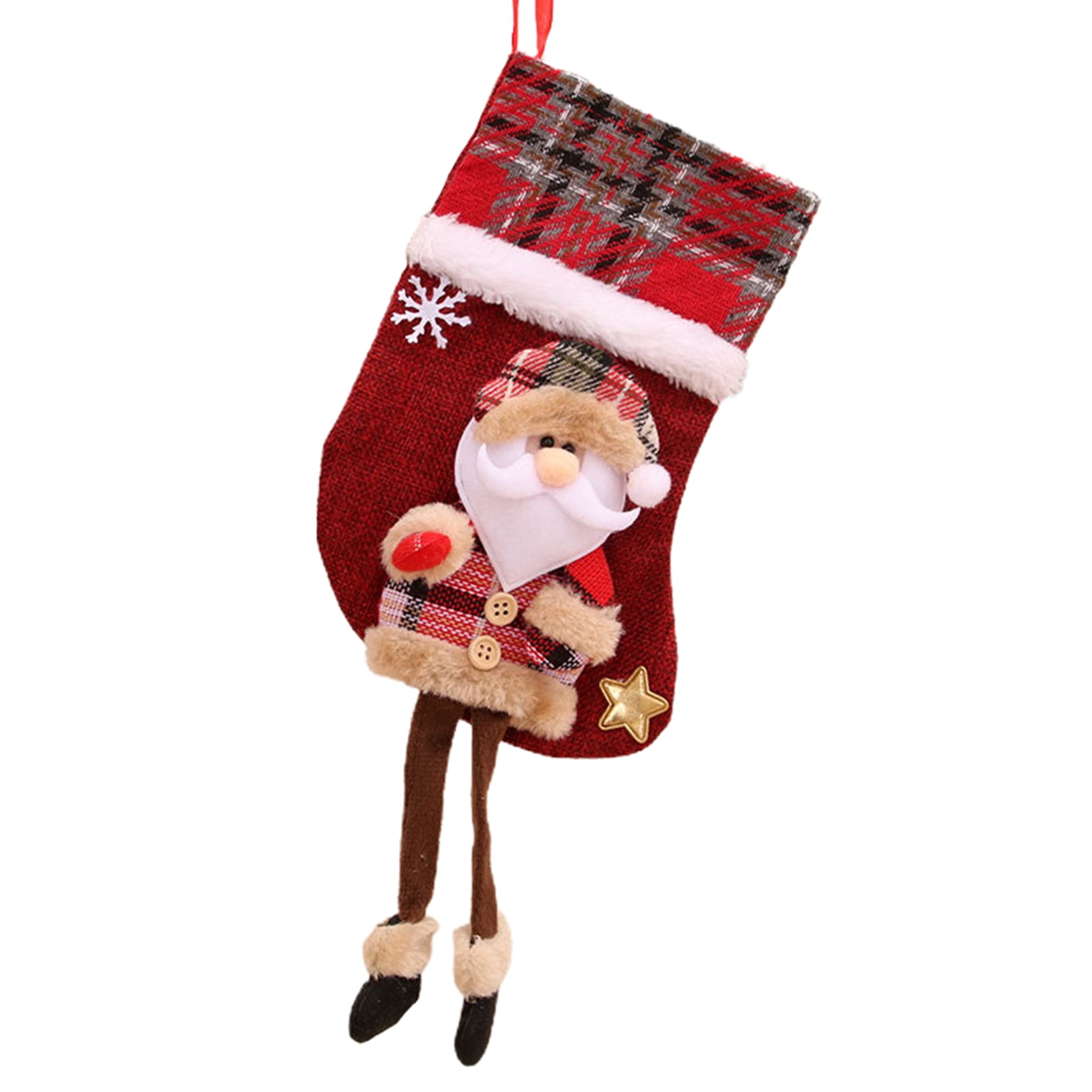 Flannelette Christmas Stockings with DIY Point Drill Christmas Snowman  Stockings Decorative Santa Claus Stockings Cute for Gift
