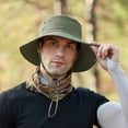 thumbnail image 3 of iHPH7 Wide Brim Hat Quick Dry Hat Waterproof Bucket Hat Packable Bucket Hats for Women Camo Bucket Hat for Men, Army Green One Size, 3 of 6