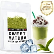 Sweet Matcha (16oz) Made with USDA Organic, Vegan, Non-GMO Green Tea Powder - 30 Servings