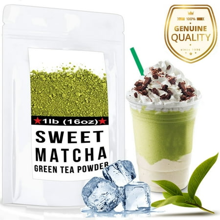 Sweet Matcha (16oz) Made with USDA Organic, Vegan, Non-GMO Green Tea Powder - 30 Servings