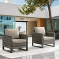 thumbnail image 3 of PARKWELL 5-Piece Patio Conversation Set with 4 Wicker Club Lounge Chairs and Fire Pit Table,50,000 BTU, Outdoor Furniture Set for Garden, Deck, Backyard, Gray Cushions,Gray Wicker, 3 of 13