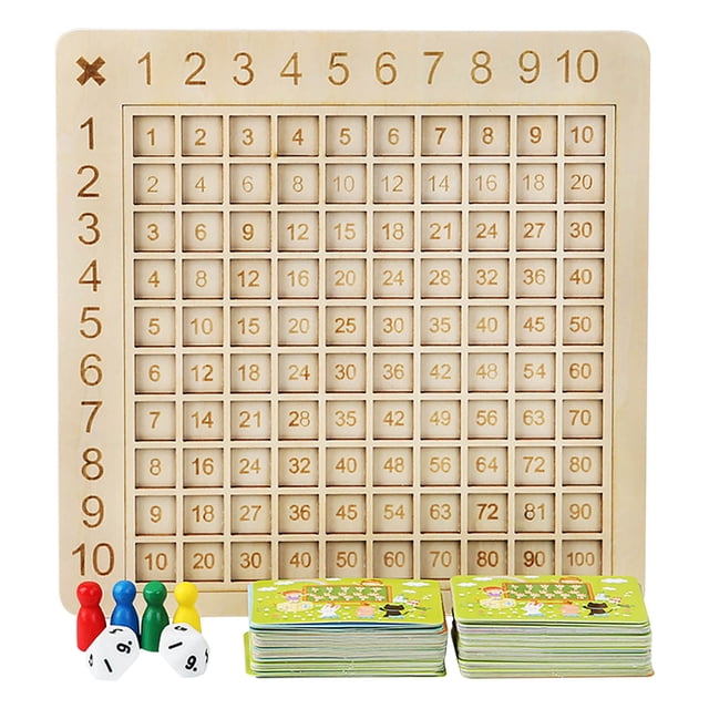 A Wooden Multiplication Board Game For Kids - Math Learning Toy With 99 Times Table - Educational Arithmetic Teaching Tool For Homeschool - 15.6 X 8.7 Inches