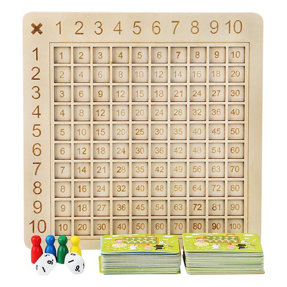 A Wooden Multiplication Board Game For Kids - Math Learning Toy With 99 Times Table - Educational Arithmetic Teaching Tool For Homeschool - 15.6 X 8.7 Inches