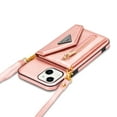 thumbnail image 3 of Nalacover for iPhone 13 Zipper Wallet Case,Luxury Premium PU Leather Back Soft TPU Magnetic Buckle Flip Card Pocket Shockproof Slim Cover with Adjustable Crossbody Shoulder Strap,Rosegold, 3 of 6
