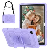 Dteck for Samsung Galaxy Tab A9 Plus Case for Kids Girls, Galaxy Tab A9  Case with Shoulder Strap Butterfly Wings Stand Shockproof Protective Cover for Galaxy Tab A9 Plus 11 Inch 2023,Purple