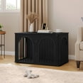 thumbnail image 3 of 39.4" Wooden Dog Crate Furniture TV Stand, Indoor Dog Kennel for Small/Medium/Large Dogs, Black, 3 of 8