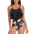 thumbnail image 1 of Traje De Baño Con Volantes Para Mujer, Traje De Baño Elástico Con Estampado De Moda Transpirable Para Mujer Para La Playa ANGGREK Top Negro Vintage Floral Shorts XL, 1 of 5