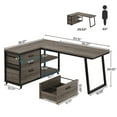 thumbnail image 5 of Finmind 53-Inch L-Shaped Desk with 3 Drawers and Storage Shelves for Home Office, Gray, 5 of 5