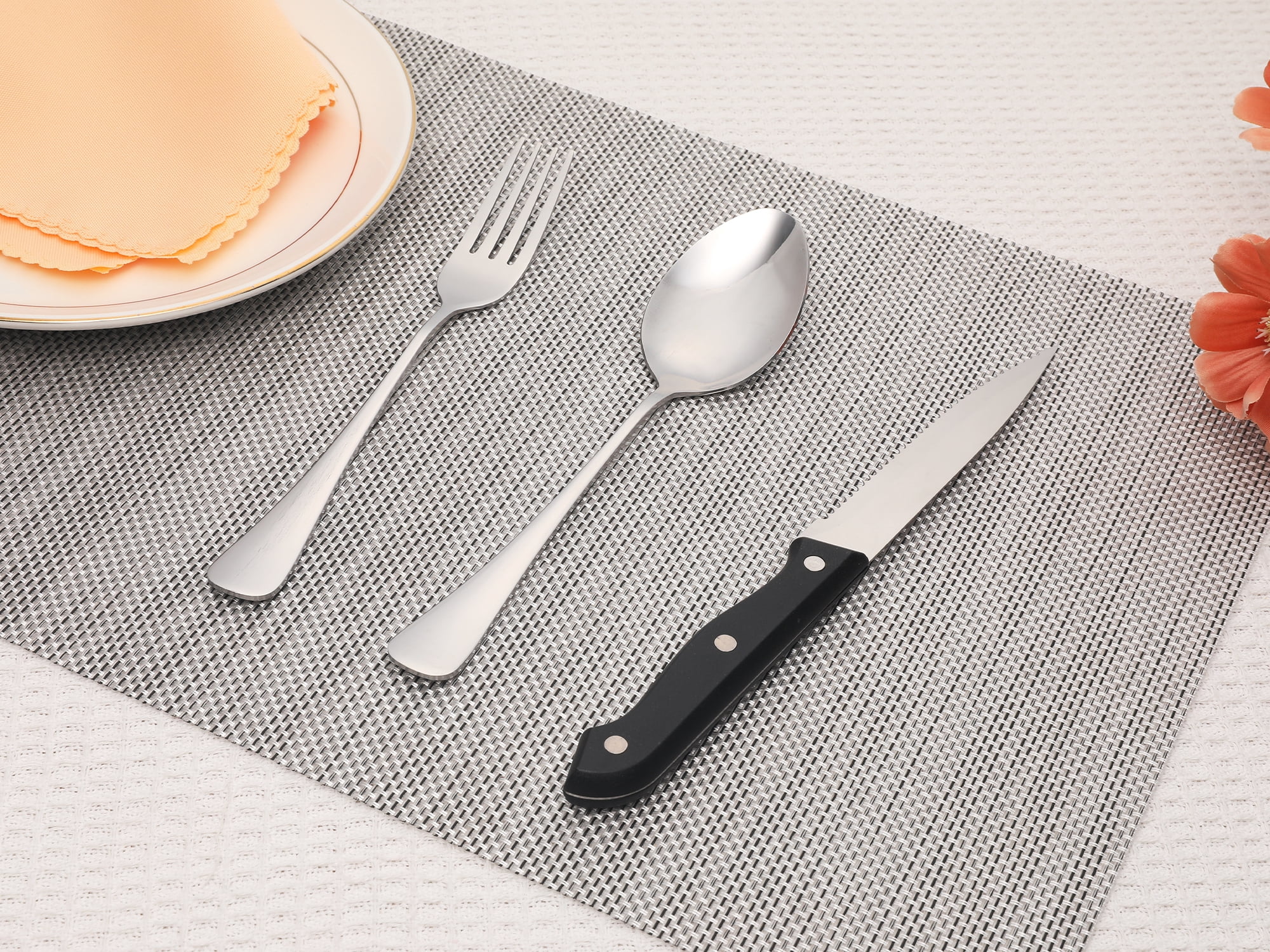 Unique Bargains Stainless Steel Flatware Set Silver 24 Pcs