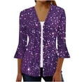 thumbnail image 2 of Sakmal Casual Coats for Women Plus Size Lightweight Long Sleeve Sleeve Purple Loose Fit Cardigan Glitter Flowy Jacket for Ladies, 2 of 5