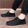thumbnail image 6 of &nbsp;Men's Casual Wide Toe Mesh Loafers Hand-Sewn Lightweight Canvas Breathable Driving Outdoor Fashion Cloth Shoes Black 7 US, 6 of 7