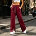 thumbnail image 6 of Ozmmyan 2026 Womens Wide Leg Sweatpants High Elastic Waist Side Split Cuff Casual Loose Fit Lounge Pants with Pockets, 6 of 8