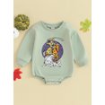 thumbnail image 2 of LMLYSoH Baby Girls Boys Sweatshirts Rompers Halloween Clothes Pumpkin Cow Pattern Crew Neck Long Sleeve Toddler Fall Bodysuits, 2 of 9