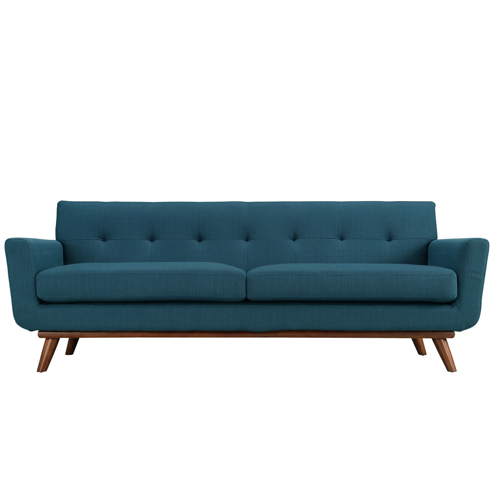Azure Tufted Fabric Sofa with Removable Cushions