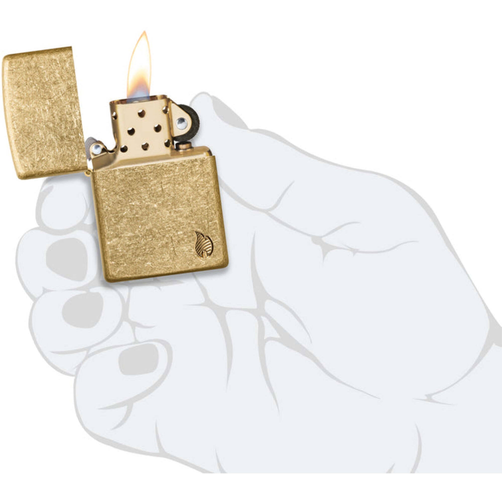 Zippo 46398 Armor Tumbled Brass Flame Design Pocket Lighter
