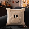 thumbnail image 5 of Halloween Pillow Covers 18x18 inch Set of 2, Black Eyes Beige Ghost Throw Pillow Cases Soft Plush Faux Fur Wool Couch Cushion Case for Chair Sofa Bedroom Living Room Home Decor, 5 of 8
