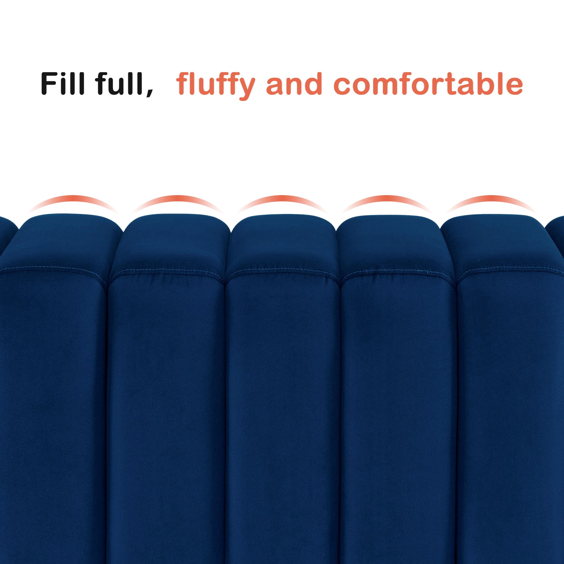 MCombo Waiting Room Benches, Guest Reception Lobby Chairs for Salon, Velvet Upholstered Ottoman for Bedroom Entryway 4698 (Blue)