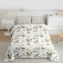 jejeloiu Farmhouse Mallard Duck Bedding Comforter Set,Country Farm Twin Comforter Sets,White Green Brown Bedding Set For Child,Ultra Soft Home Decor Reversible,2pcs