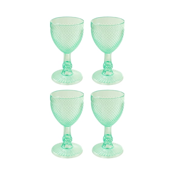 Grupo Mirandinha - Set of 4 Green Boston Acrylic Goblets 10.8 fl oz - Durable & Reusable
