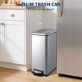 thumbnail image 5 of Slim 12 Gallon Kitchen Step Trash Can, Soft Close Lid Stainless Steel Garbage Bin with Inner Bucket, Space Saving for Home Office Bathroom Narrow Spaces - Silver, 5 of 7