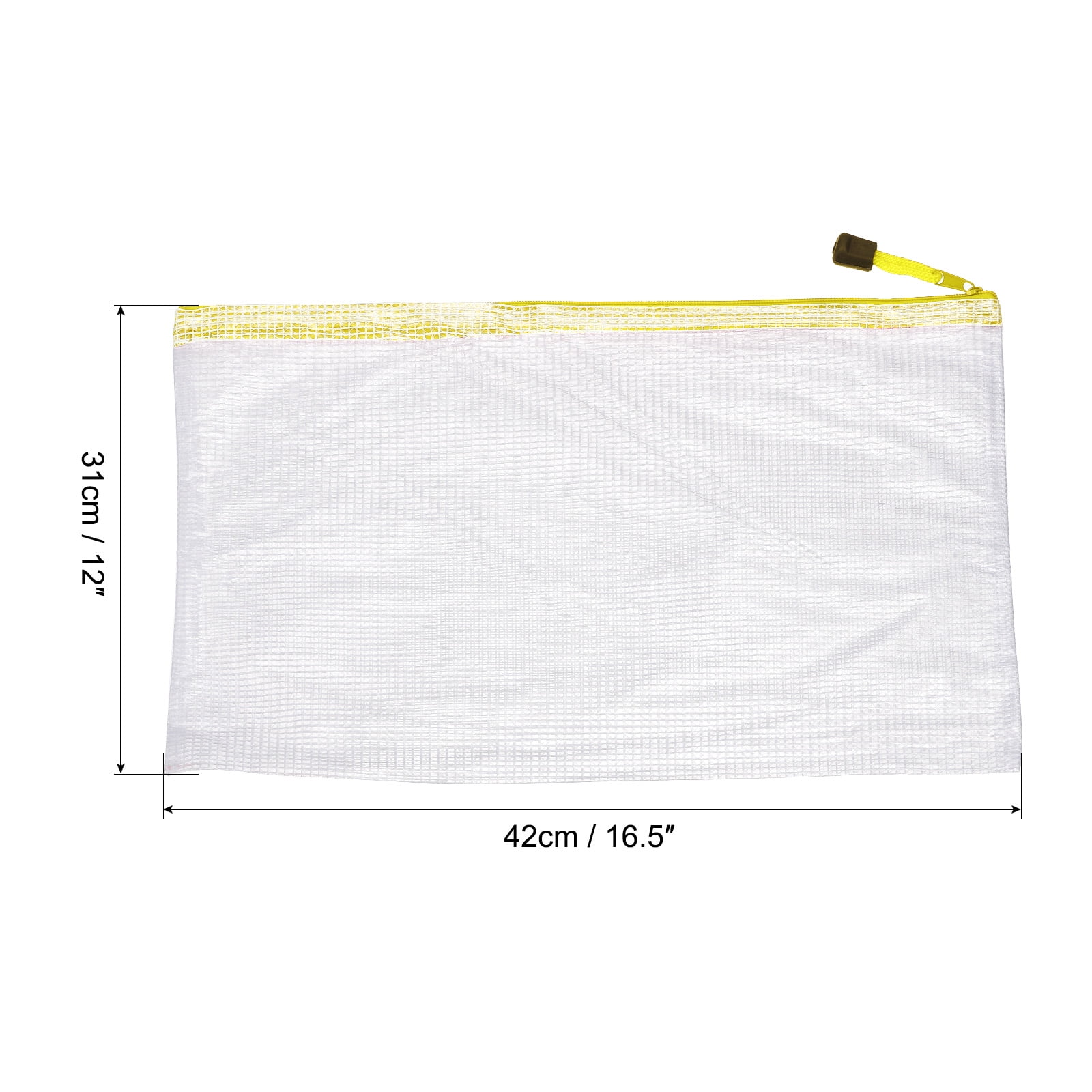 Unique Bargains Mesh Zipper Bag Pouch Document Folders Home Office Travel Yellow