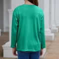 thumbnail image 3 of XADYUY Kids Long Sleeve Shirt Girls 10-12 Crewneck Winter T-Shirts for Kids Girls Trendy Basic Top for Girls Trendy Oversized Girls Tunic Tops,1-2 Years Green, 3 of 4