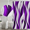 thumbnail image 5 of Purple White Moire Long Shower Curtain Set, Waterproof Shower Curtains for Bathroom, Modern Abstract Art Washable Fabric Cloth Bath Curtain for Bathtub Decoration with Hooks 72x84 Inches, 5 of 6