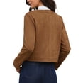 thumbnail image 3 of INSPIRE CHIC Button Down Coat for Women Long Sleeves Crew Neck Vintage Jackets XS Brown, 3 of 6
